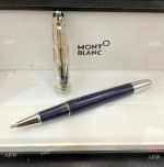 Copy Mont Blanc Around the World in 80 days Doue Classique Rollerball pen 145 Midsize Silver Blue Barrel